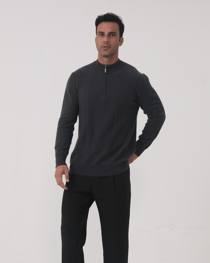 100% Cashmere Ribbed Half Zip - SANVELIER