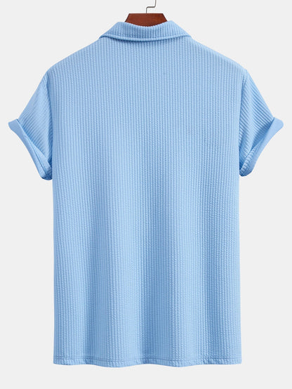 Textured V-Neck Polo & Shorts