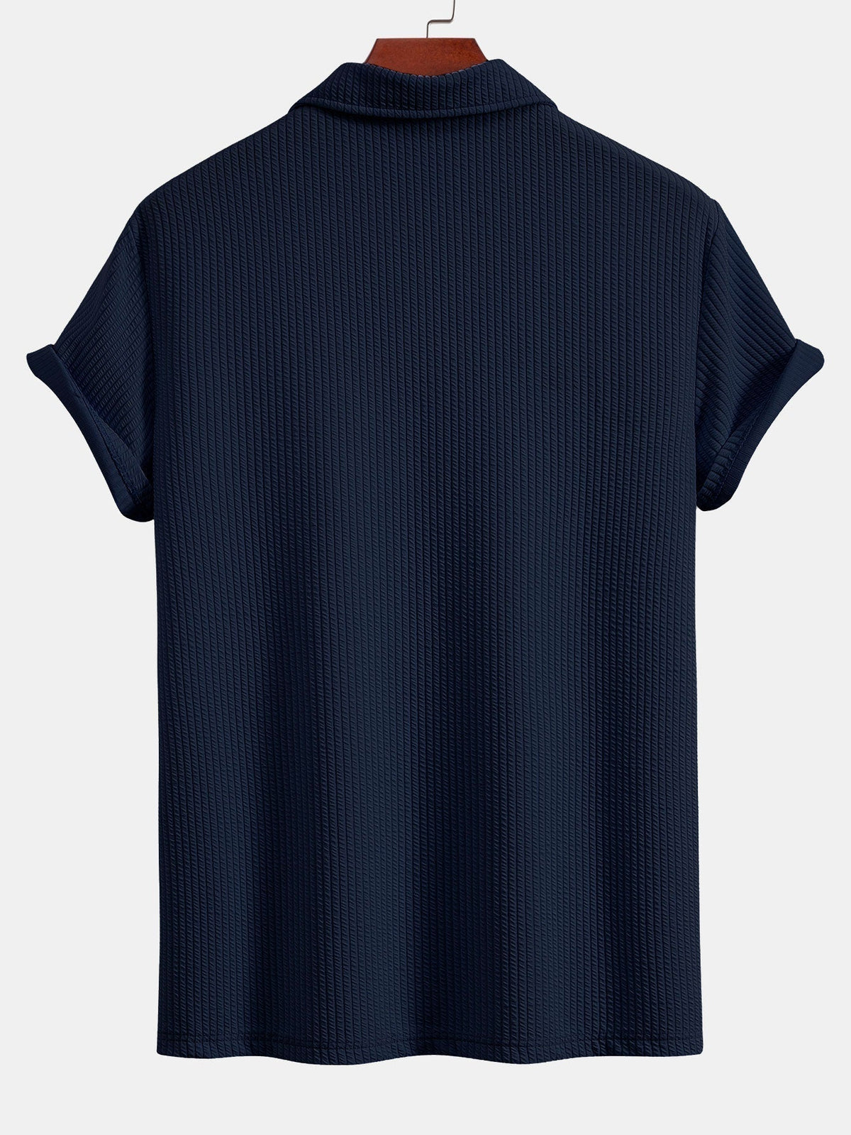 Textured V-Neck Polo & Trousers Set