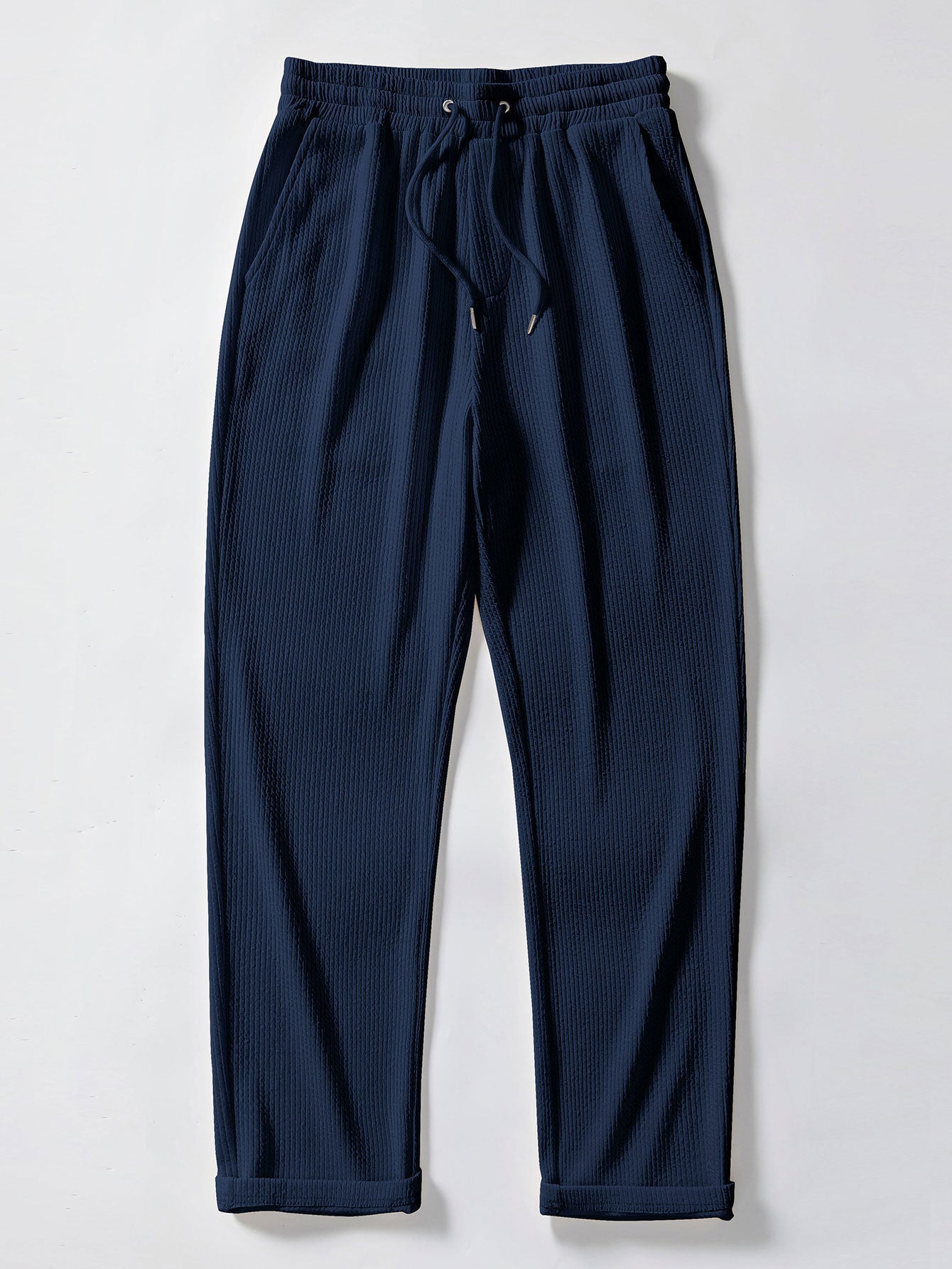 Textured V-Neck Polo & Trousers Set