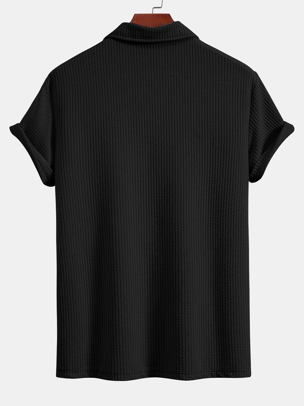 Textured V-Neck Polo & Trousers Set