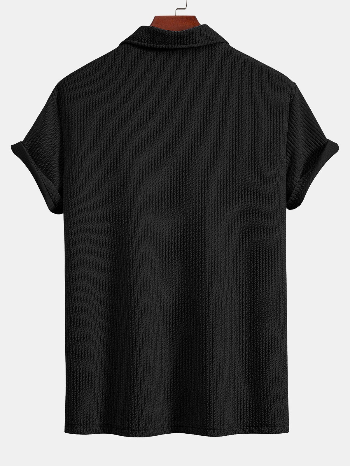 Textured V-Neck Polo & Trousers Set